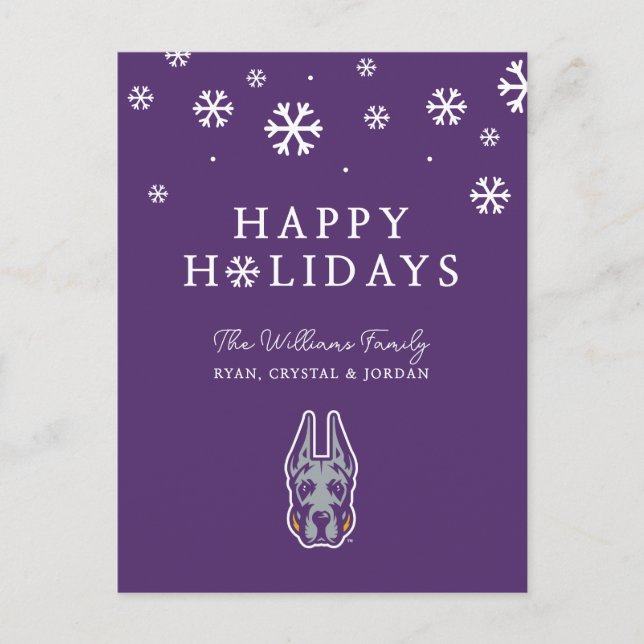 University at Albany Great Dane Mascot Head Holiday Postcard (Front)