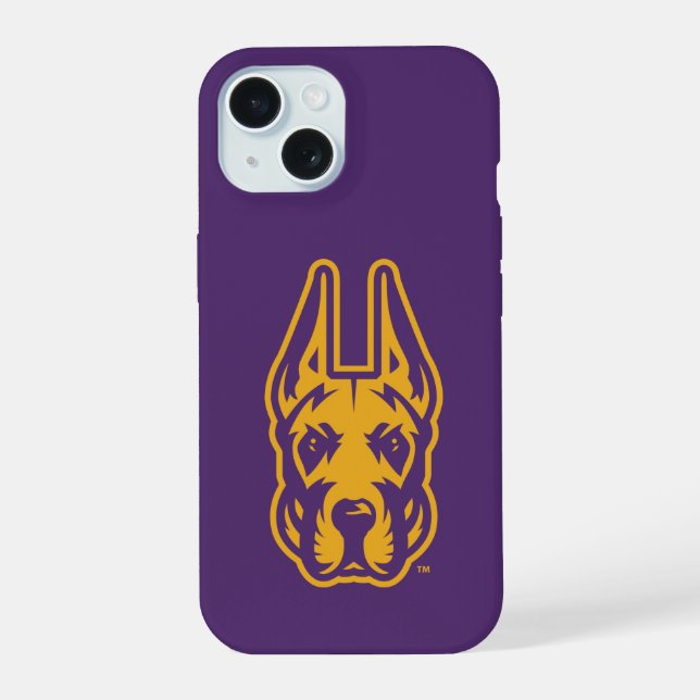 University at Albany Great Dane Mascot Head iPhone 15 Case (Back)