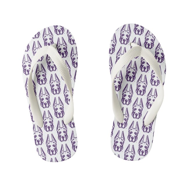 University at Albany Great Dane Mascot Head Kid's Flip Flops (Footbed)