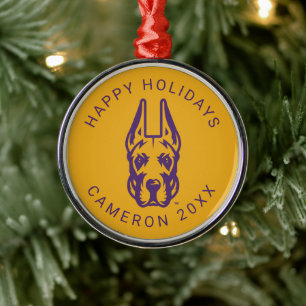 University at Albany Great Dane Mascot Head Metal Ornament