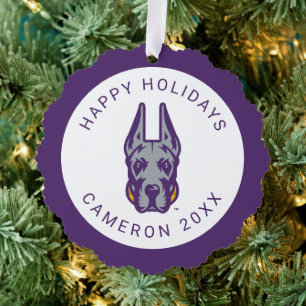 University at Albany Great Dane Mascot Head Ornament Card