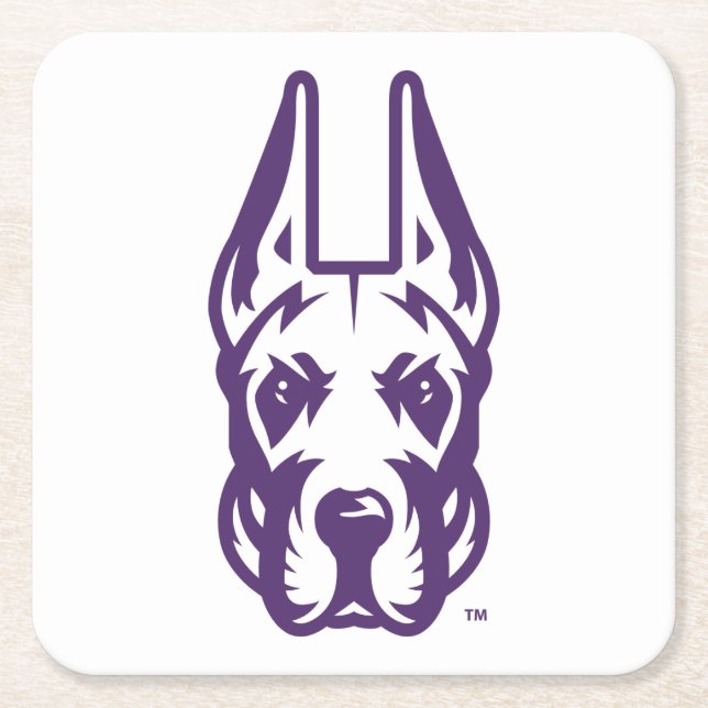 University at Albany Great Dane Mascot Head Square Paper Coaster (Front)