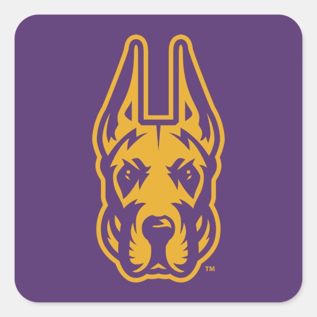 University at Albany Great Dane Mascot Head Square Sticker (Front)