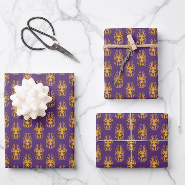 University at Albany Great Dane Mascot Head Wrapping Paper Sheet (Front)