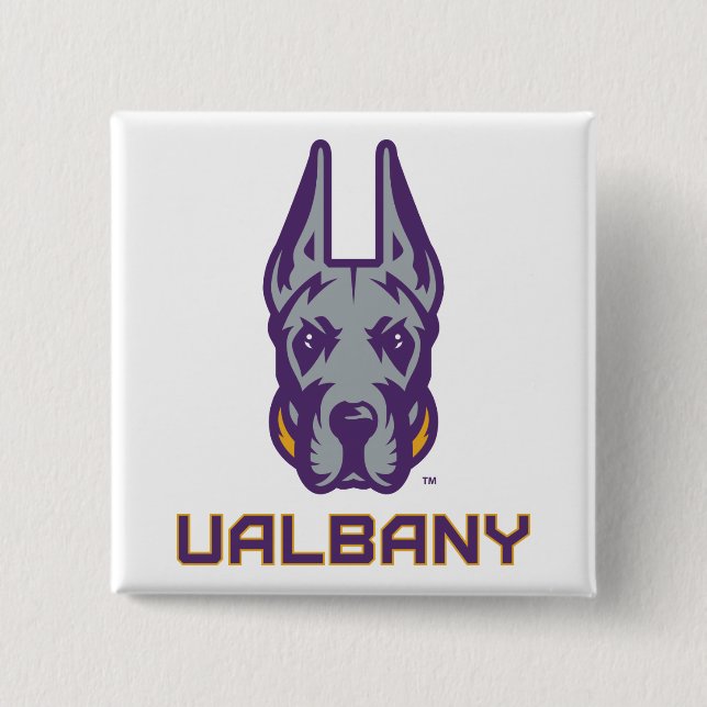 University at Albany Great Danes 2 Inch Square Button (Front)