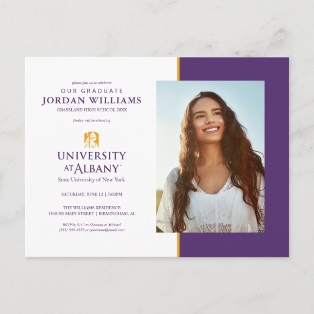 University at Albany Iconic Logo Announcement Postcard (Front)