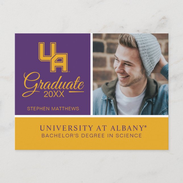 University at Albany Initials Logo Announcement Postcard (Front)
