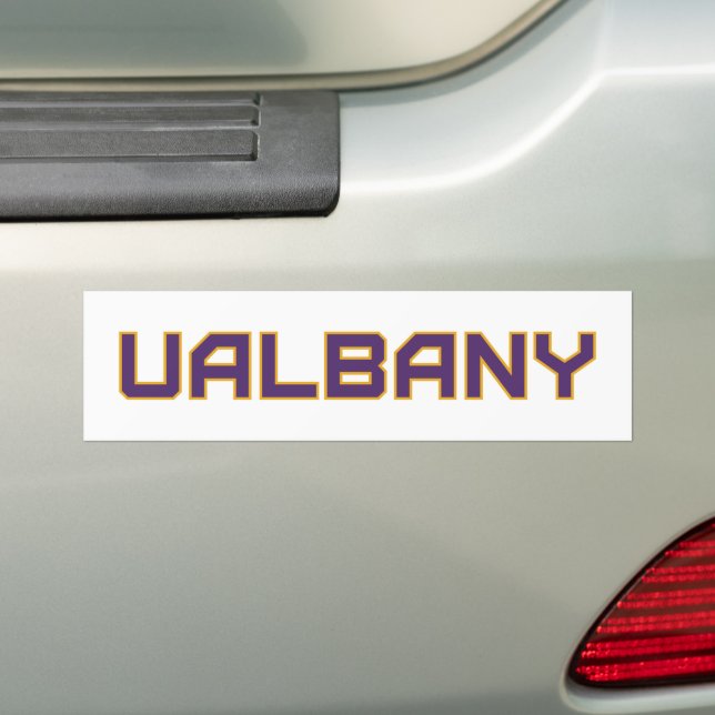 University at Albany Wordmark Bumper Sticker (On Car)