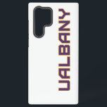 University at Albany Wordmark Samsung Galaxy Case<br><div class="desc">The University at Albany wordmark features bold, geometric typography in purple with gold outlines. The text is written in all capital letters, forming a strong and modern style that emphasizes the university's identity. The angular lines and sharp edges of the font create a sense of power and professionalism. The gold...</div>