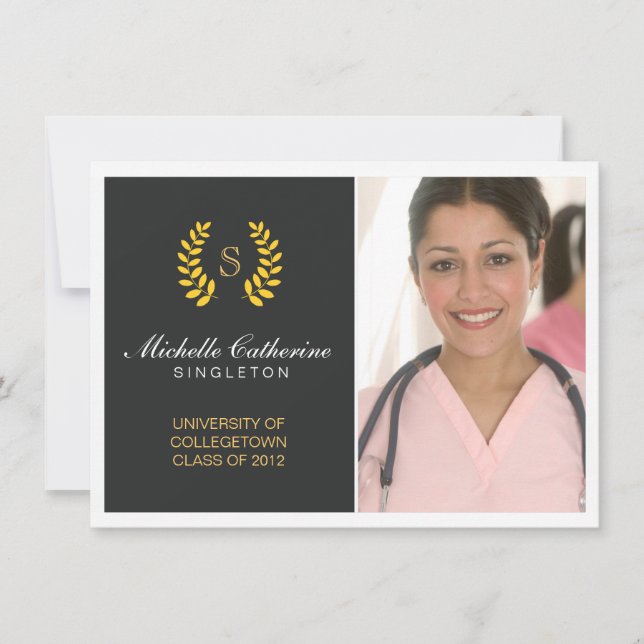 University Black & Gold Graduation Announcement (Front)