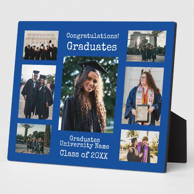 University Blue Congratulations Graduates Photo Plaque (Side)
