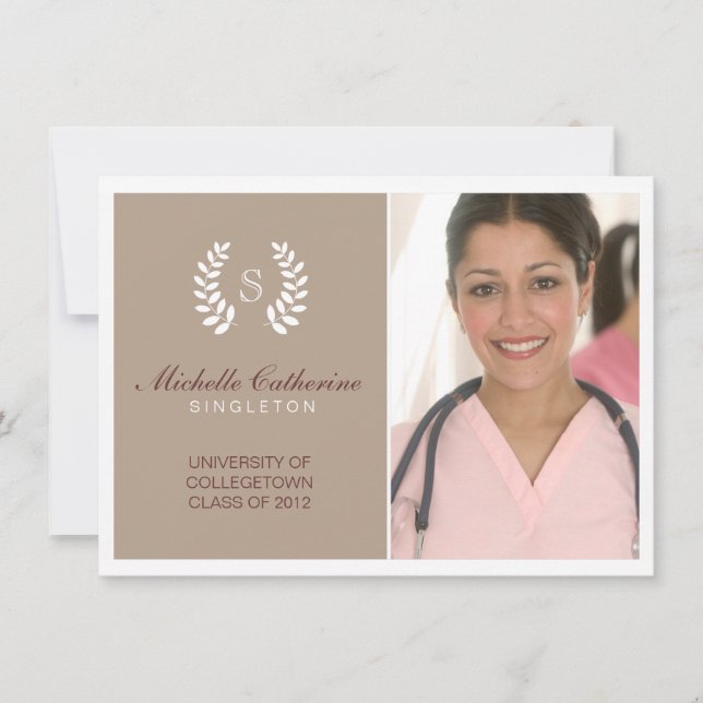 University Brown & White Graduation Announcement (Front)