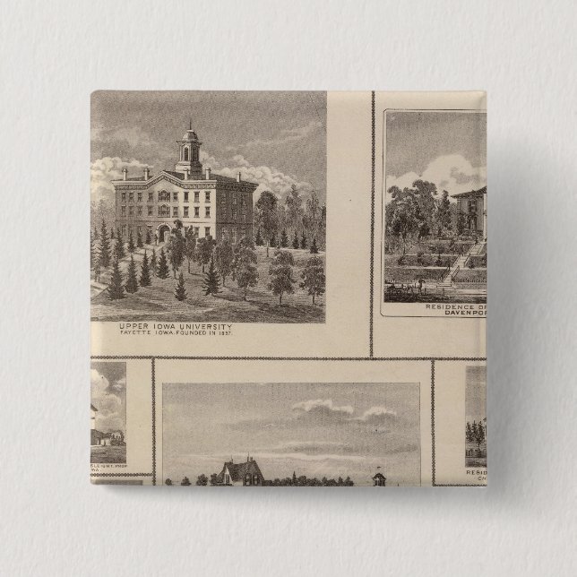 University, Fayette residences, Davenport 2 Inch Square Button (Front)