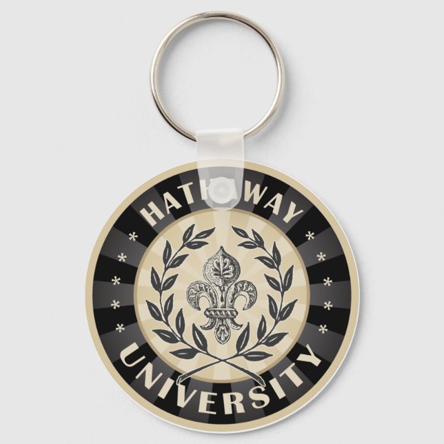 University Hathaway Black Keychain (Front)