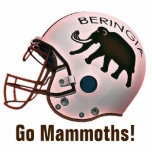 University of Beringia Football Photo Sculpture Magnet<br><div class="desc">A representation of the mythical University of Beringia's, established 20000 BCE, iconic primitive Woolly Mammoth mascot on a football helmet along with text reading, "BERINGIA." Customizable text reading, "Go Mammoths!" also appears. You may change both the font and text colour. Beringia is the name given to the Bering land bridge...</div>