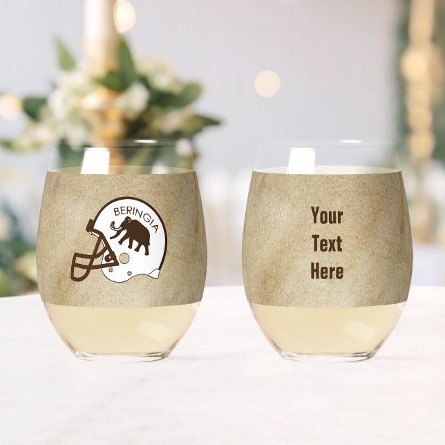 University of Beringia Mammoth Helmet Stemless Wine Glass (Insitu (Wedding))
