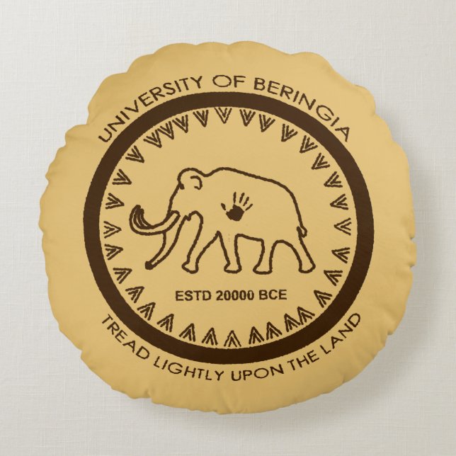 University of Beringia Mammoth Round Pillow (Front)