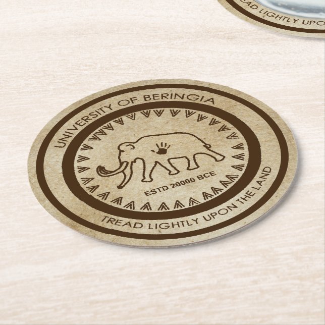 University of Beringia Mammoth Seal Round Paper Coaster (Angled)