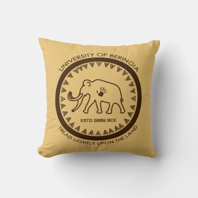 University of Beringia Mammoth Throw Pillow (Front)