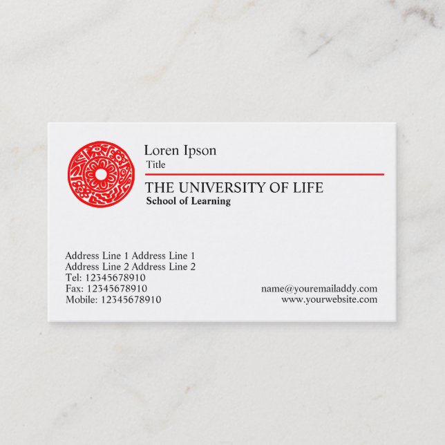 University of Life - Red Rule Business Card (Front)