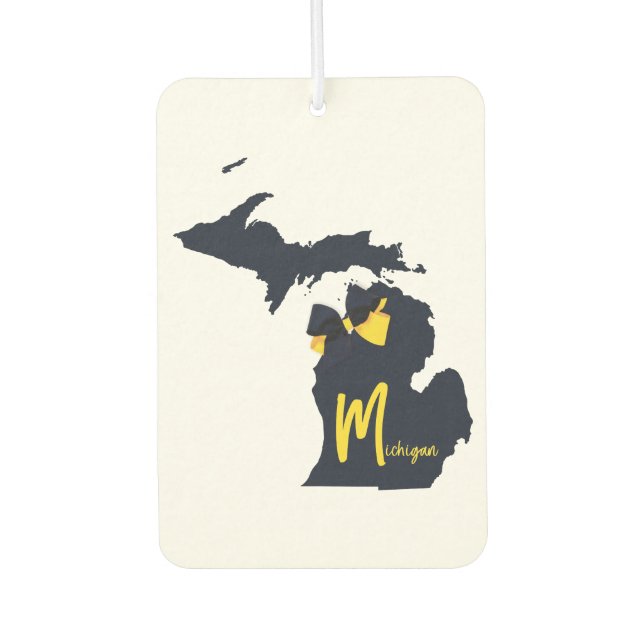 University of Michigan State Map Blue and Yellow Air Freshener (Front)