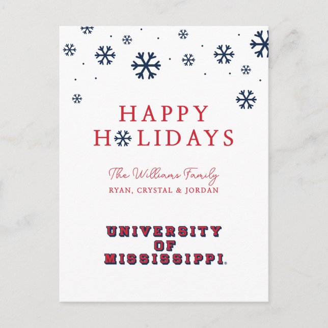 University of Mississippi | Block Type Holiday Postcard (Front)