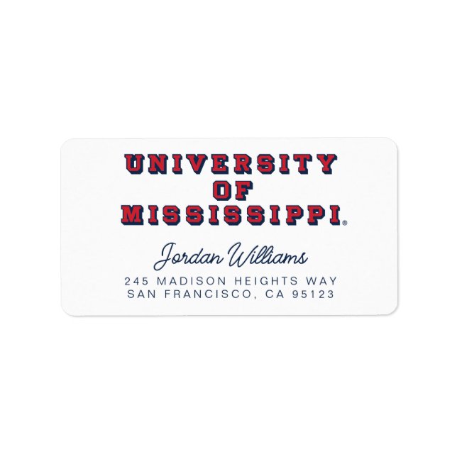 University of Mississippi | Block Type Label (Front)