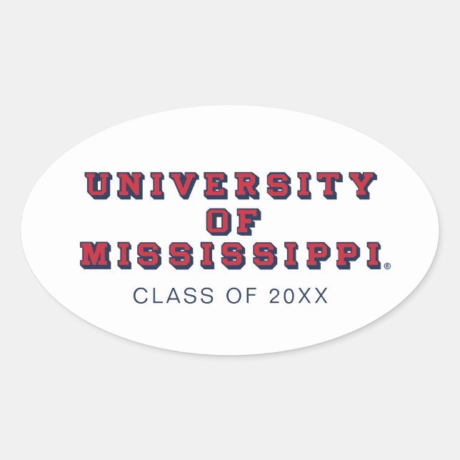 University of Mississippi | Block Type Oval Sticker (Front)