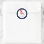 University of Mississippi | Ole Miss Script Classic Round Sticker<br><div class="desc">Check out these University of Mississippi designs! Get all the latest Mississippi Rebels gear here. All of these Zazzle products are customizable with your class year,  name,  and club. These products make perfect gifts for the Ole Miss University student,  alumni,  family,  friend,  or fan in your life.</div>