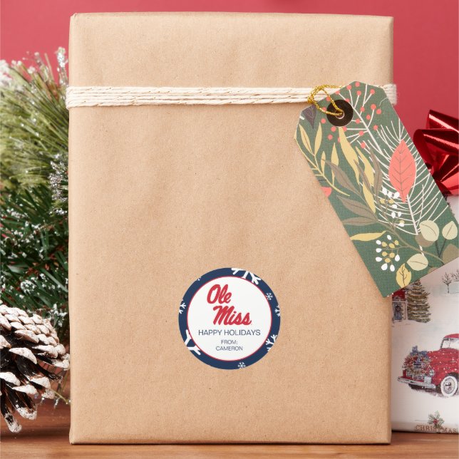 University of Mississippi | Ole Miss Script Classic Round Sticker (Holiday)