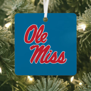 University of Mississippi   Ole Miss Script Metal Ornament