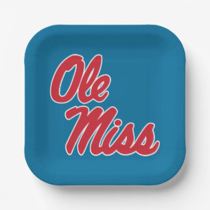 University of Mississippi Ole Miss Script Paper Plate