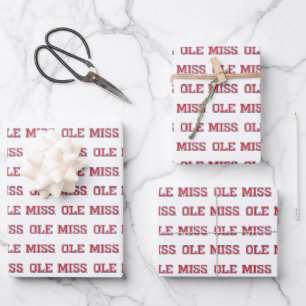 University of Mississippi   Ole Miss Wordmark Wrapping Paper Sheet