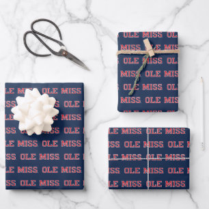 University of Mississippi   Ole Miss Wordmark Wrapping Paper Sheet