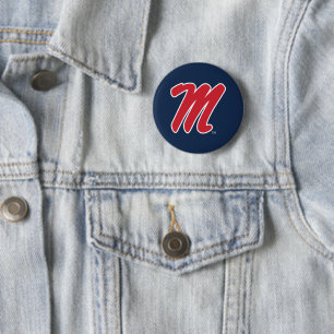 University of Mississippi   Script M 2 Inch Round Button