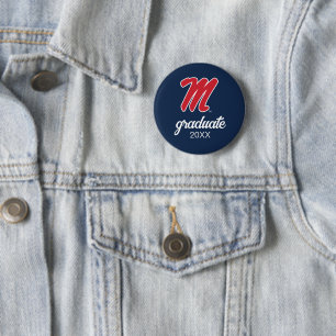 University of Mississippi   Script M 2 Inch Round Button