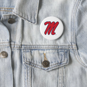 University of Mississippi   Script M 3 2 Inch Round Button