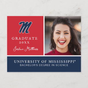 University of Mississippi   Script M Announcement Postcard