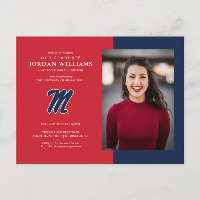 University of Mississippi | Script M Announcement Postcard (Front)