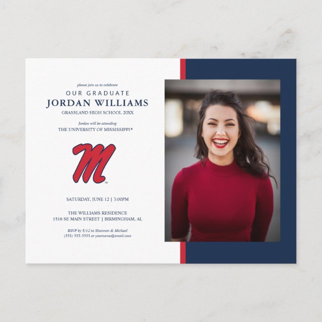 University of Mississippi | Script M Announcement Postcard (Front)