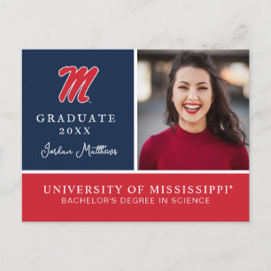 University of Mississippi   Script M Announcement Postcard