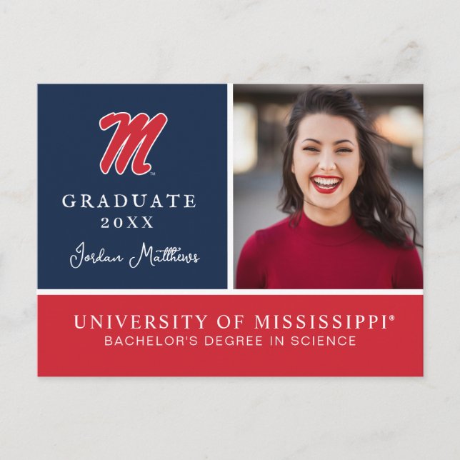 University of Mississippi | Script M Announcement Postcard (Front)