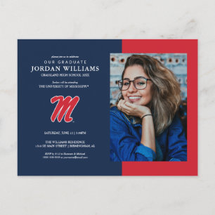 University of Mississippi   Script M Announcement Postcard