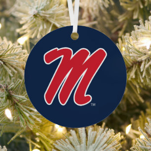 University of Mississippi   Script M Metal Ornament