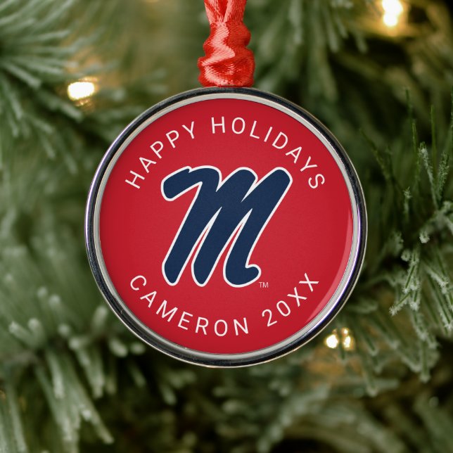 University of Mississippi | Script M Metal Ornament (Tree)