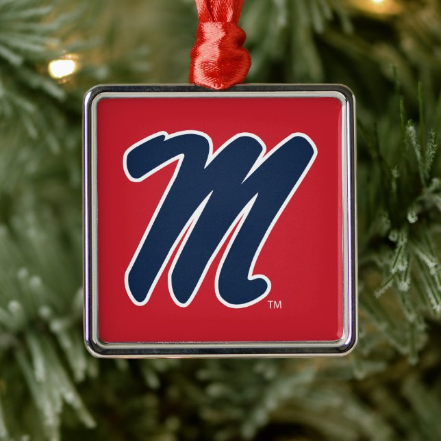 University of Mississippi | Script M Metal Ornament (Tree)