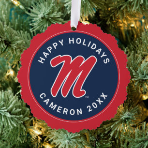 University of Mississippi   Script M Ornament Card