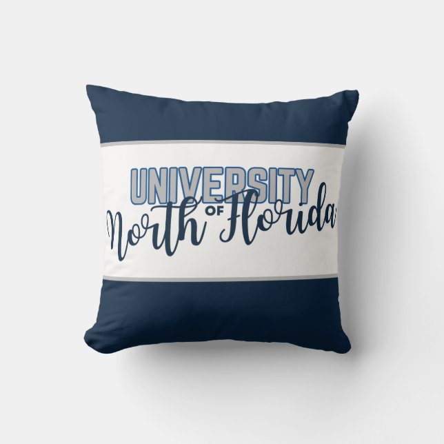 University of North Florida - UNF Script Navy Blue Throw Pillow (Front)