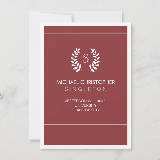 University Red & White Graduation Announcement (Front)