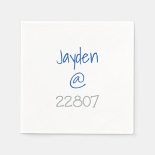 University Silver Blue Zip Code Custom Napkin